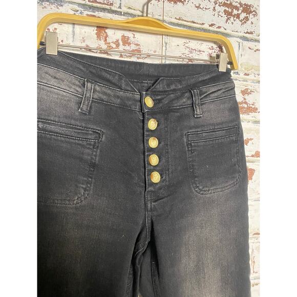 Anthropologie Pilcro and Letterpress High Rise Button Cotton Skinny Black Jeans - Picture 4 of 8